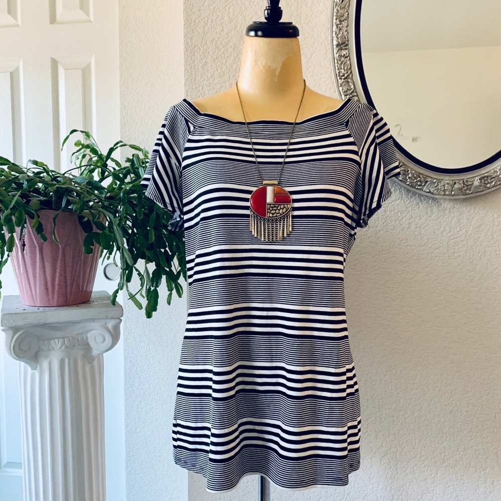 INC striped off the shoulder top
